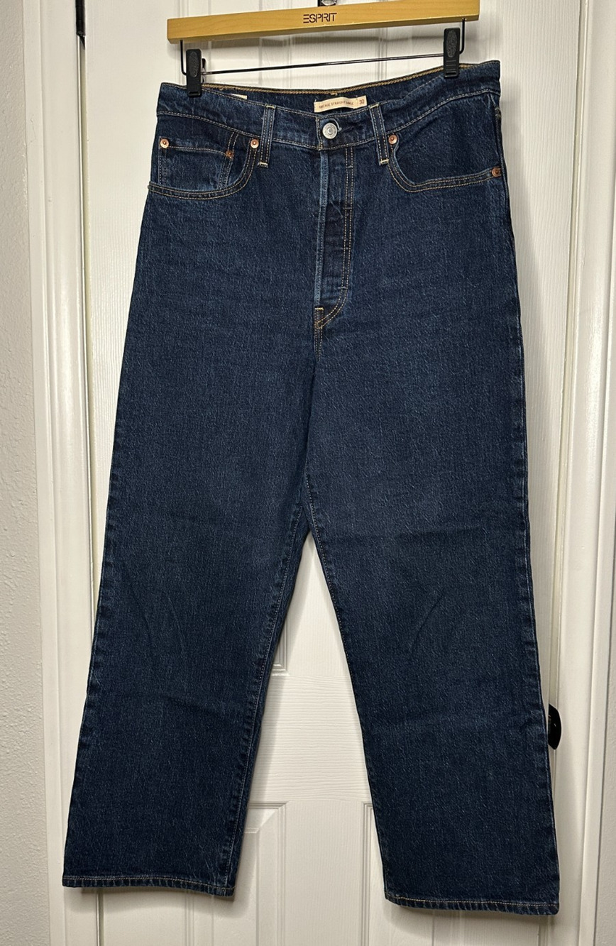 Levi’s Ribcage Straight Ankle Jeans Size 30 Dark Wash High Rise 26" Inseam